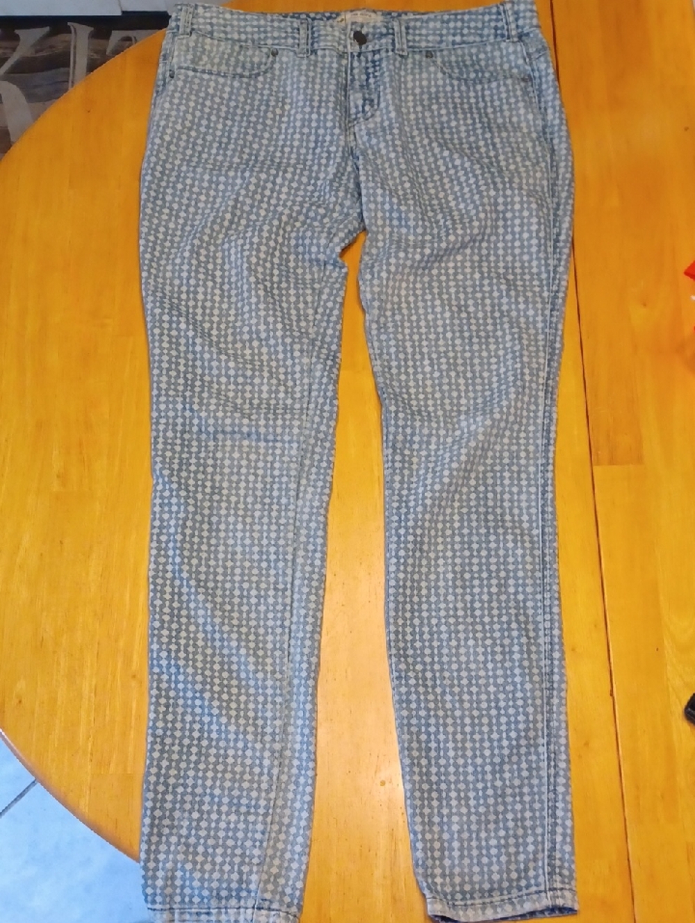 Free People Blue Checkered Jeans Size 28 Waist